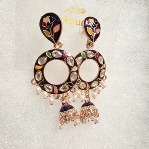 Elegant Multicolor Earrings with Gold Accents